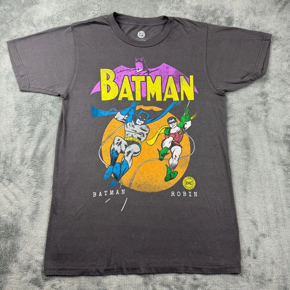 Batman and Robin DC Comics Originals Graphic T-Shirt Mens Small Gray Riddler - Picture 1 of 6